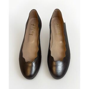 French Sole NY Women's Jigsaw Pewter Metallic Bronze Ballet Leather Flats Size 6